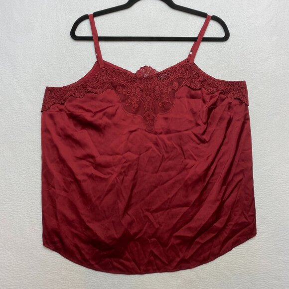 Torrid Sophie Cami Women's 0X Red Satin Shiny Lace Trim $45 NWOT - Picture 1 of 6